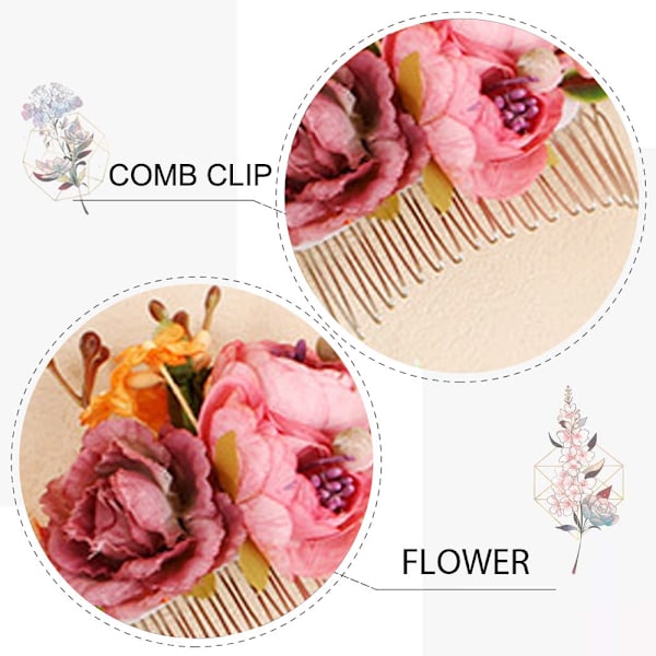 Rose Blomster Hårkam Floral Hårkam Brudesmykker For Brud Og Brudepike Bryllup, Julegave Til Kvinner