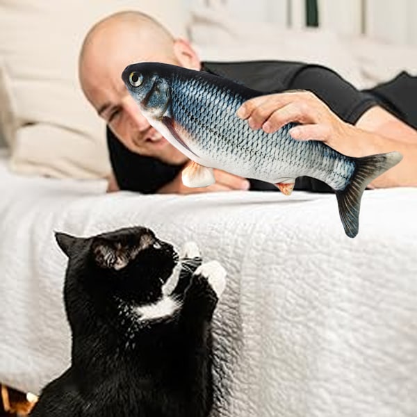 Katt leksaker Flopping fisk med SilverVine och Catnip, Flyttande katt kicker, Floppy Wiggle fisk för små hundar
