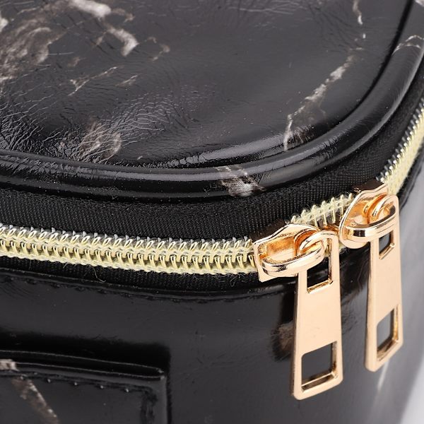 Multifunktionell PU Marmor Kosmetikväska Förvaringspartition Makeup Kit Case (CAM01-24 Svart)