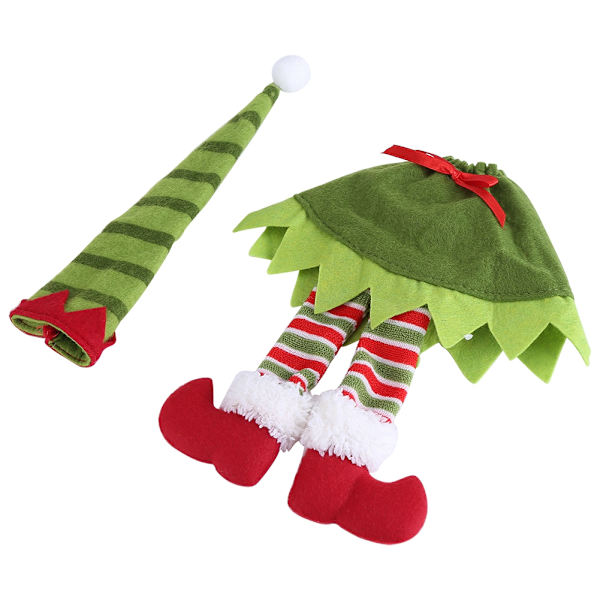Kreativ Mode Stribet Vinflaske Cover Taske Til Julepynt Stripe