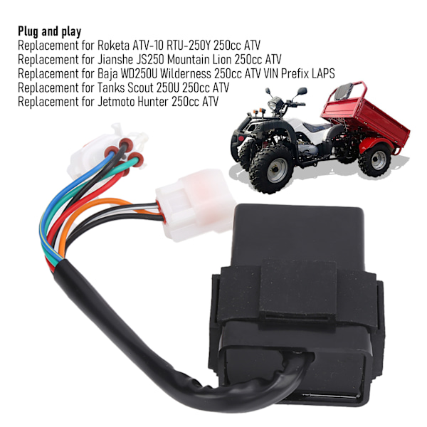 7-pins dobbel plugg CDI tenningboks erstatning for Roketa ATV‑10 RTU‑250Y 250cc ATV