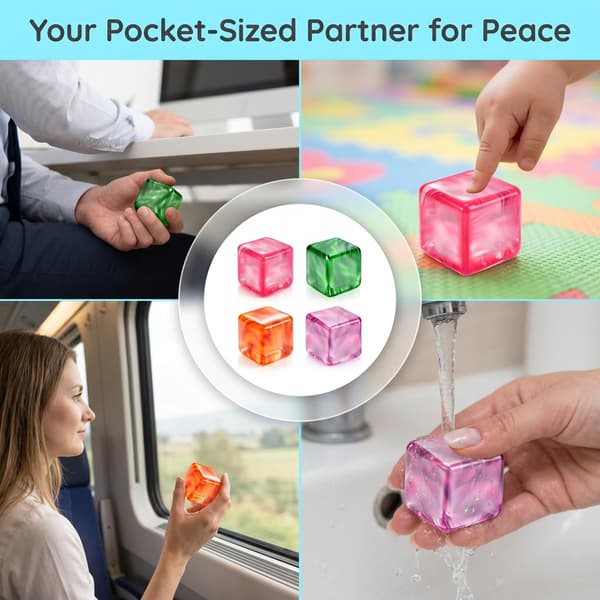 4 stk Mini Stress Cube Langsomt Stigende Squishy Fidget Legetøj Is Cube Stressbolde