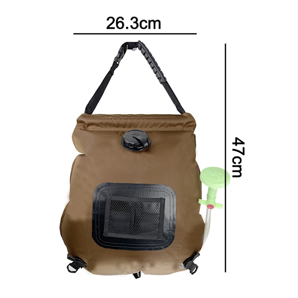 Solcelled dusjpose for utendørs, badepose for camping, vanntank for dusj, bærbar dusjpose, 20L badevannspose - for strand, svømming, reiser, fotturer
