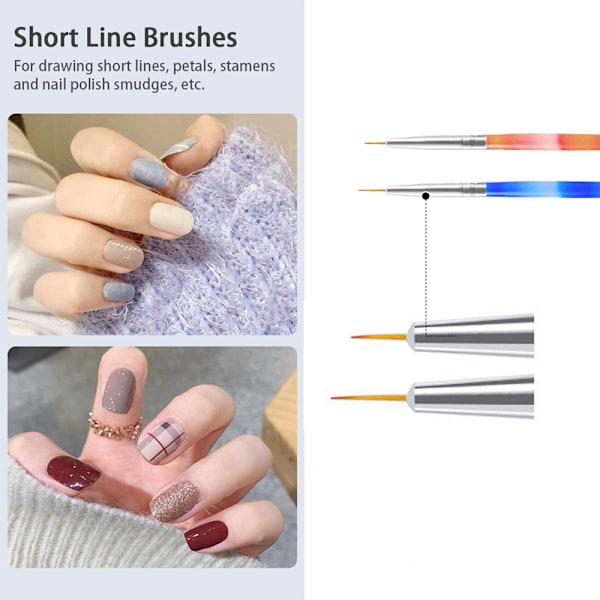 Nagelkonst Liner Penslar, Nagelgelmålning Designverktyg Nagelritningspennor för Långa Ränder