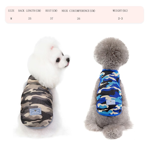 Hundtröjor Väst Bomull T-shirt, Ärmlös Stretchig Husdjurskläder, 2-pack Valp Tank Top Katt Tee (Blå+Grön)