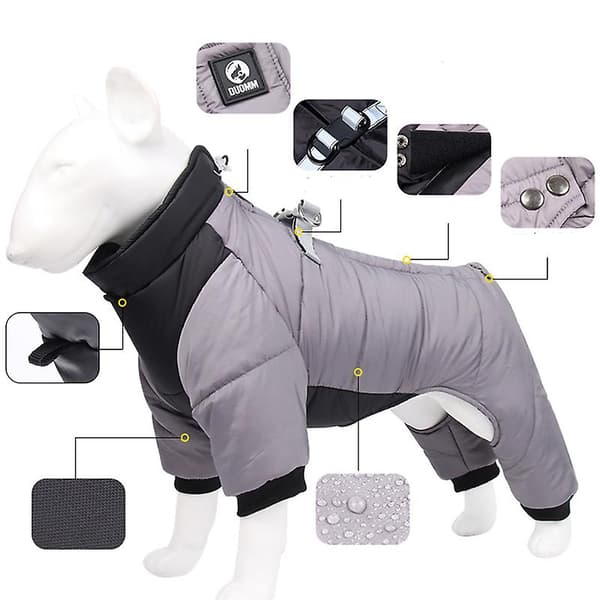 Hundkläder Höst och Vinter Reflekterande Vattentäta Kläder Tjocka Husdjurskläder i Bomull（XL，Gul）