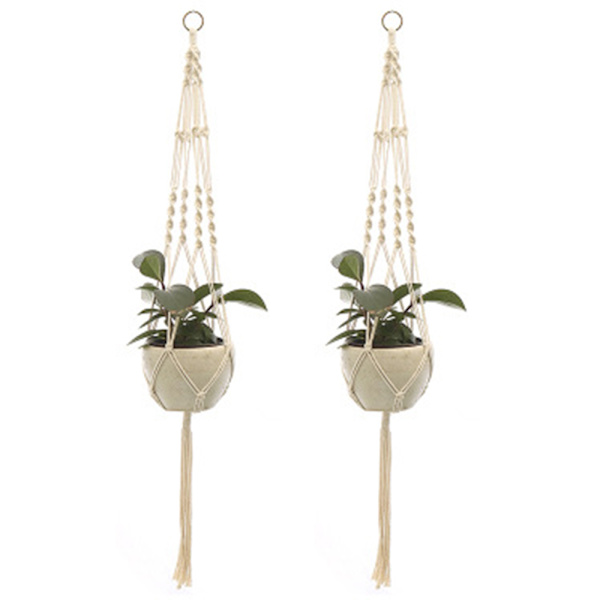 Macrame Hängande Planter, 2 st Macrame Växtupphängningar för Blommor Style 2