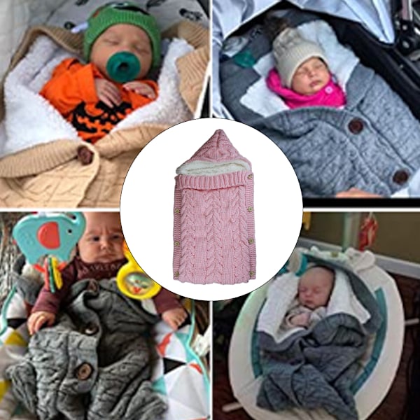 Nyfödd filt Baby swaddling filt Stickad sovsäck filt