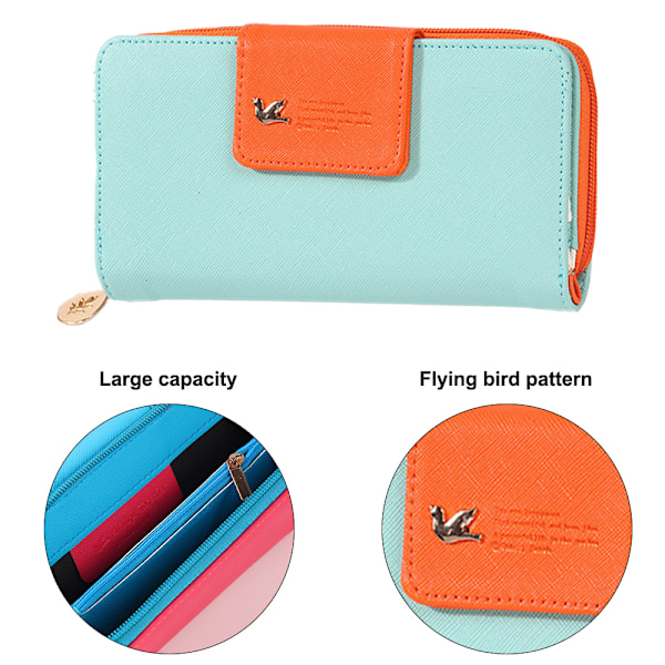 Kvinnors Multi-kort Tvåfaldig Lång Dragkedja Clutch Plånbok