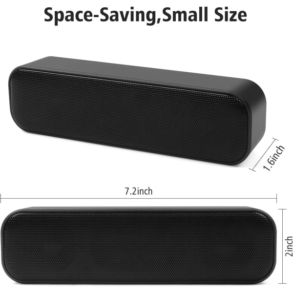 Umitive datorhögtalare, mini bärbar trådbunden PC Soundbar med 3D Surround Stereo, bred kompatibilitet, Plug and Play, halkfri design, USB högtalare