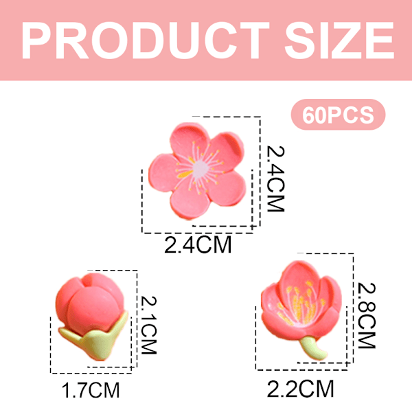60 stk Harpiks Blomster Flatback Knapper til DIY Hårklip Hårbånd Scrapbooking Pynt