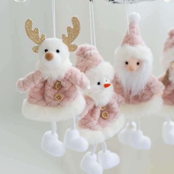 4 st Tomte Snögubbe Ren Flicka Julgran Plysch Hängande Mini