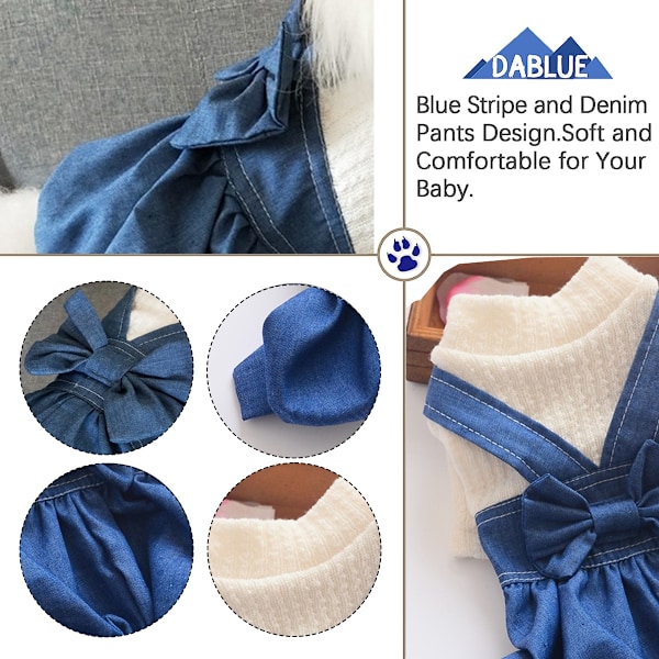 Hundkläder för små hundar pojke flicka vår stickad tröja denimbyxor overaller en del kläder för katter valpar kläder bedårande för medelstora husdjur 4