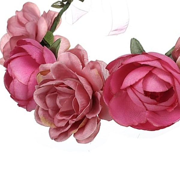 Justerbar Rose Blomsterkrans for Kvinner og Jenter Hodebånd Romantisk Hårkrans Hodeplagg Bryllup Bursdagsfest