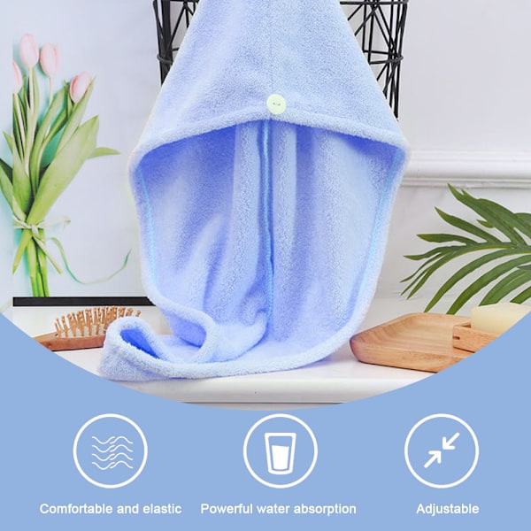 Mikrofiber Hårhandduk, Kvinna Absorberande Snabbtorkande Hårhatt, Snabbtorkande Trasselfri Anti-Frizz Handduk