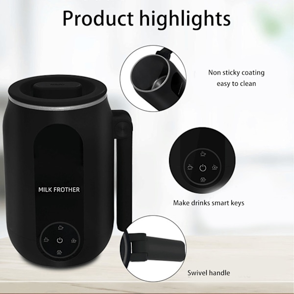 Elektrisk melkeskummer Automatisk varm og kald skummaker og melkevarmer for Latte Cappuccino Macchiato EU-plugg 220V