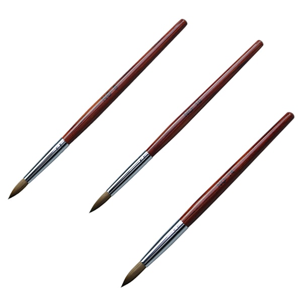 3-pack nagelborste-set, Kolinsky akrylnaglarborstar för akrylapplikation, nagelförlängning för salong DIY