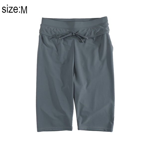 Damernas Långa Baddräktsshorts Hög Midja Badbyxor Solid Jammer Badbyxor - Grå