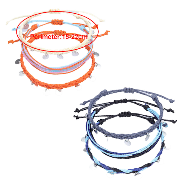 2 set Vattentäta Snöre Ankelkedjor Pärlade Smycken för Kvinnor Tonårsflickor, Justerbar Vävd Armband
