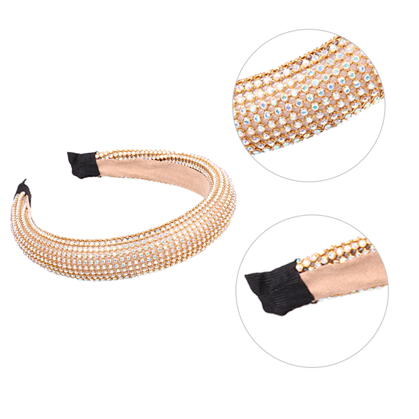 Rhinestone pannebånd for kvinner Polstret fløyel krystall perlet bredt pannebånd Statement bryllup hodeplagg Mote kvinners pannebånd