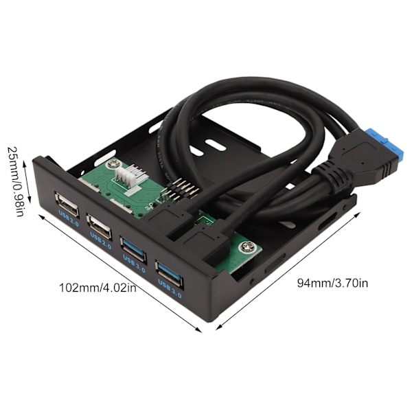 3,5 Tums Frontpanel USB3.0 Hub Hög Hastighet 4 Port Intern Combo Fäste Adapter för PC Desktop 3,5 Tums Diskett Fack