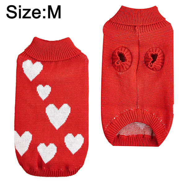Efterårs- og vintertøj til kæledyr Valentinsdag kærlighed dejlig fersken hjerte strik sweater