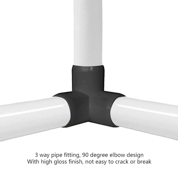 10 st 3-vägs rörkopplingar PVC-plast Rätt vinkel T-koppling Hörnkonektor 20 mm innerdiameter Svart