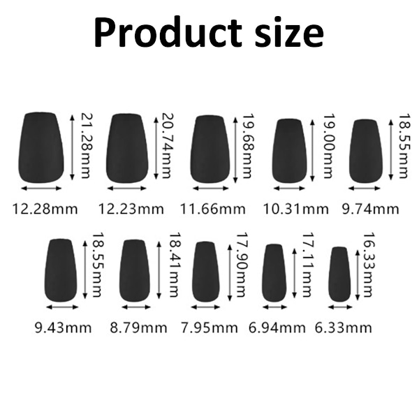 15-pack (360 st) matta nagelpressar, medium längd, ballerina kista akryl korta falska naglar för nagelkonst DIY