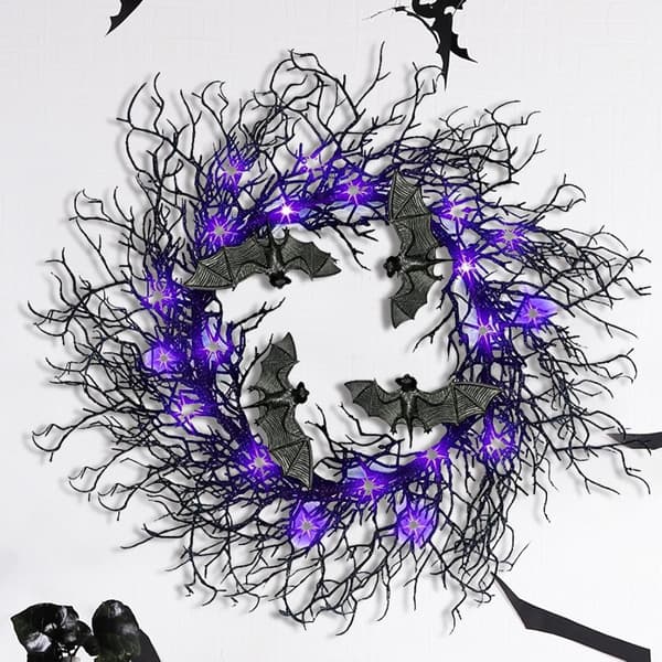 Halloween sort AST 45 cm gotiske oplyste kunstige grene -