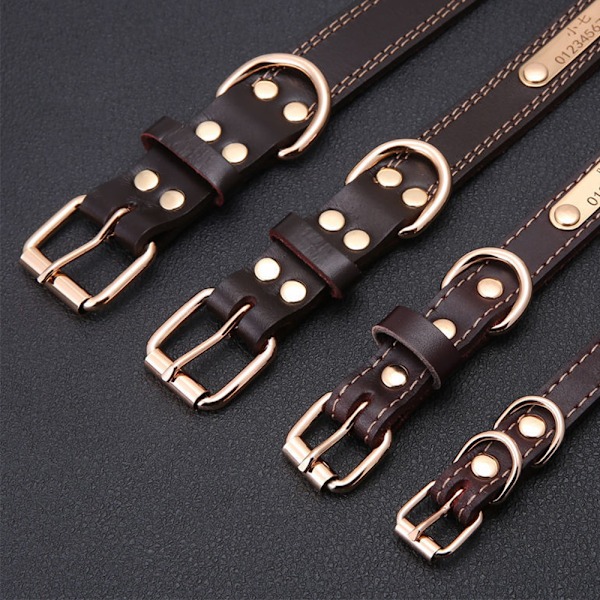 Nitar hundhalsband läder husdjurshalsband hund liten medium till stor hund klädd brun svart