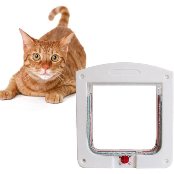 Cat Flap for Cats and Small Dogs, with Microchip-Equipped Door and 4 Lockable Entry Points, Easy to Install and Use (24 cm x 20 cm x 3 cm)
