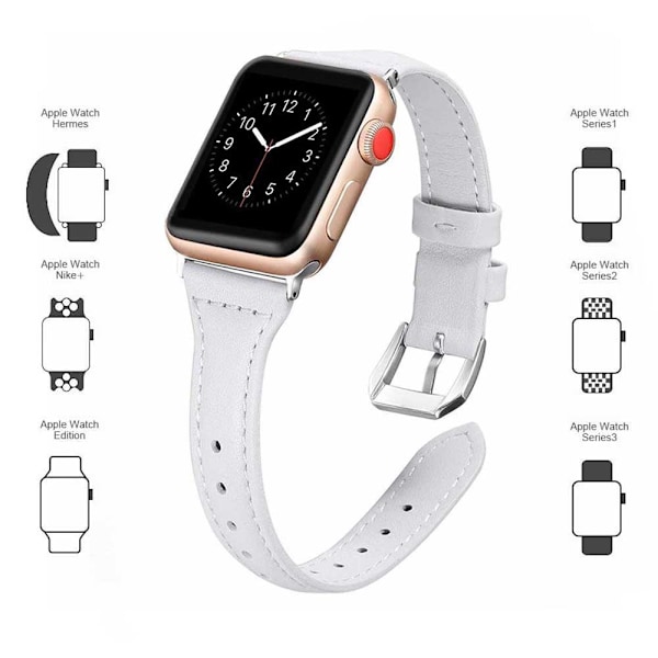 Nahkahihnat yhteensopivat Apple Watch 38mm-40mm /42mm-44mm kanssa, Ylälaadukas nahkahihna ohut ja ohuempi ranneke iWatch Series 5/4/3/2/1:lle