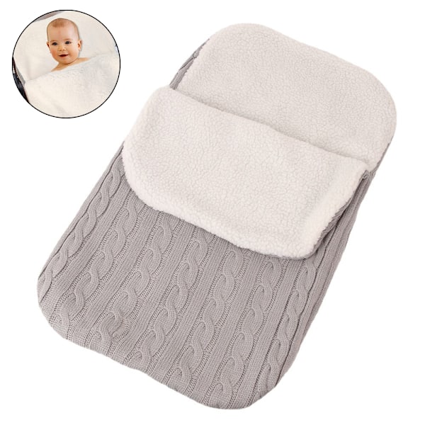 1 st Newborn Baby Swaddlefilt, Stickad Varm Fleecefilt Swaddle Sovsäck Väska Vagn Unisex Baby Sovsäck för Baby