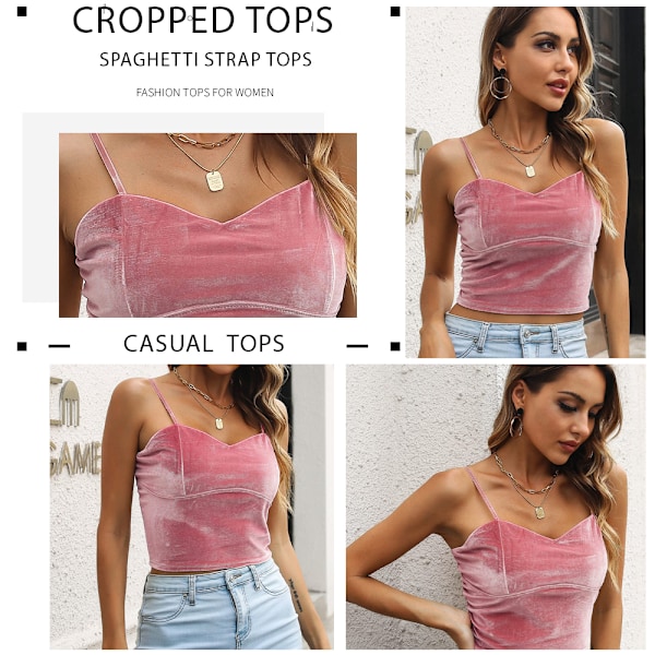 Dame Casual V-hals Afgrænset Top Spaghettistropper Fløjl Cami Tank Ærmeløs Top Camisole