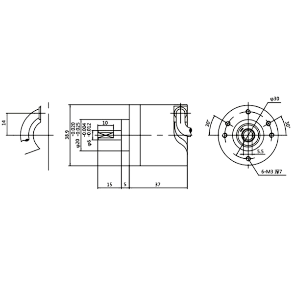 MAE38-S6F1024/1.5M Multifunktionell Solidaxel Rotationsinkrementell Encoder 7-30V