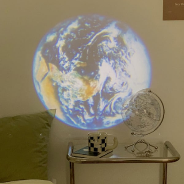 Stjerneprojeksjonslampe med justerbar rotasjonshastighet og lysstyrke, romantisk planetprojeksjons nattlys med USB-kontakt, jordmønster