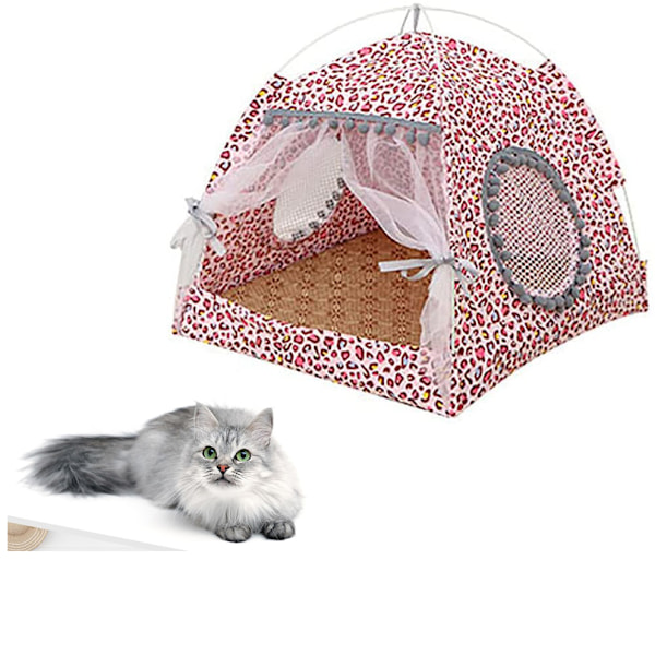 Sommer Katteseng Kattetelt Kattehus Hule Komfortabel Seng for Katter Kattehule Kattehus Katteseng Kjæledyr (38x38cm)