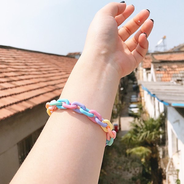 2 st Kubanska Kedje Armband för Män Kvinnor, Trendig Regnbåge Hip-Hop Armband för Flickor Semesterfest Presenter