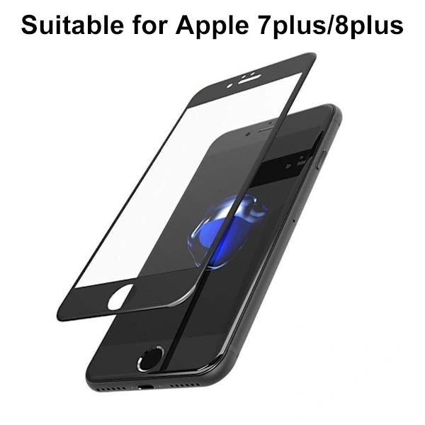 3x Hærdet Glasbeskyttelse iPhone 6/7/8 Plus 5D Dækker hele skærmen Sort Transparent