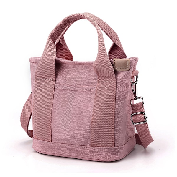 Liten totebag Liten Söt Canvas Tote Crossbody Axelväska /Flera Fack Mini Casual Satchel Messenger Väska