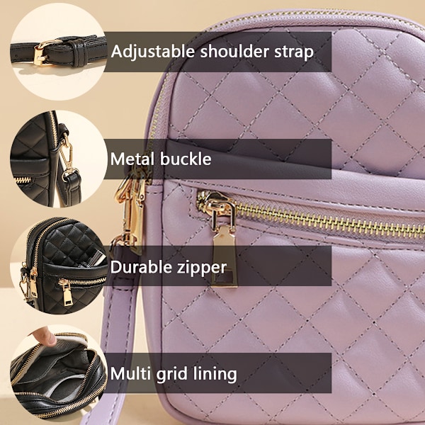 Crossbodyväska för kvinnor, axelväska i läder, mobiltelefonväska, liten crossbody, justerbar axelrem, mobilväska, plånbok, handväska för kvinnor