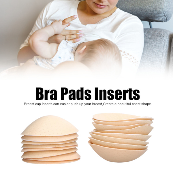 16 st Kvinnors Bekväma Bröstkoppsinlägg Runda Andningsbara Push Up Bröstbröstkuddar