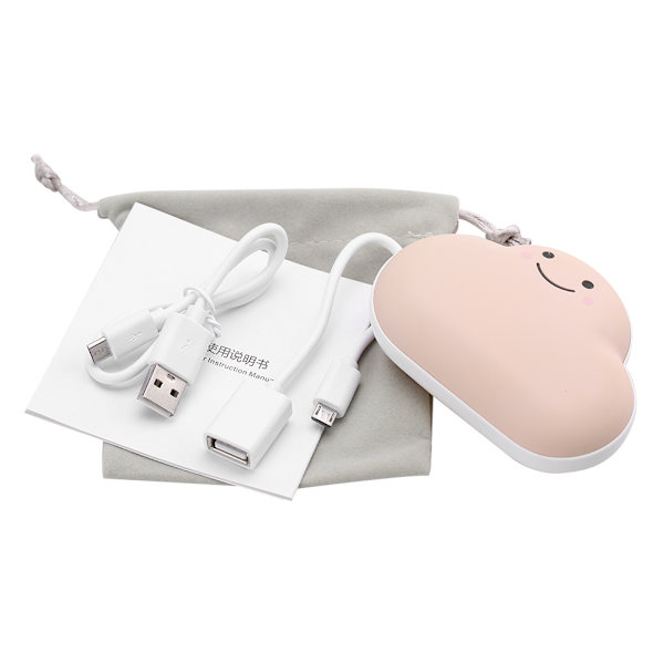 Söt Mini Handvärmare Molnformad Laddningsbar USB Power Bank Bärbar Handvärmare Rosa