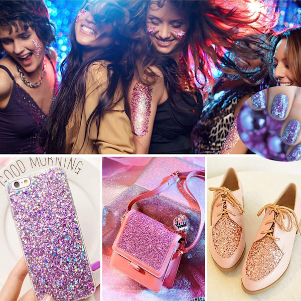 24 färgpigment nagelpulver, färgglatt iriserande glitter Ultrafint självlysande pärlemorskimrande Högglans halopulver, naglarpigment damm 3D DIY Nail Art