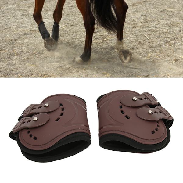 Häst Fetlock Stövlar Andningsbara Stötdämpande Luftperforerade Häst Bakben Stövlar för Fetlock Skadeskydd Brun M