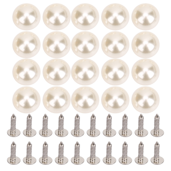 20-pack Beige Halvcirkelformade Pärl Nitar Kit för Kläder Väskor DIY Dekoration Tillbehör 18mm