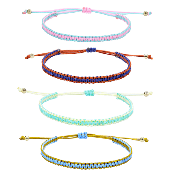 4 stk Justerbare Armbånd for Kvinner, Smykketilbehør for Kvinner og Tenåringsjenter, Lykke