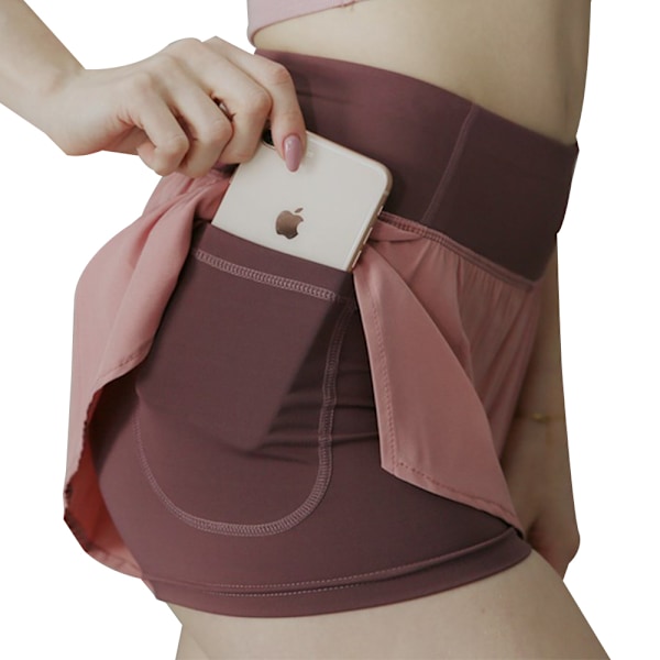Dame Workout Shorts med Lommer Højtaljede Gym Yoga Løbeshorts med For