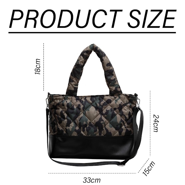 Stor quiltad puffer-totebag för kvinnor, mjuk vadderad vinterhandväska, rymlig puffer-axelväska, kudde-shoppingväska