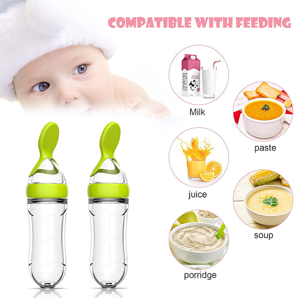 Babymadningsfeeder Silikon Squeeze Fodringsske Spædbarnsmadningsfeeder Dispenser Ske